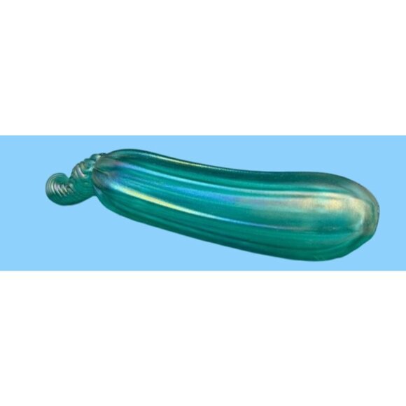 Handcrafted Iridescent Glass Cucumber Sculpture signed HAT H A Thomas - Picture 2 of 5